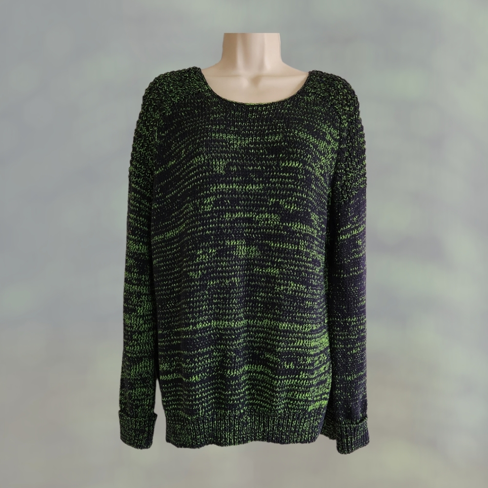 TopShop Green Navy Blue Long Sleeve Sweater Size 8 Medium